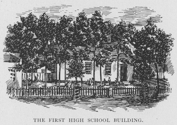 drawing of The First High School Building