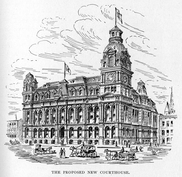 drawing of The Proposed New Courthouse