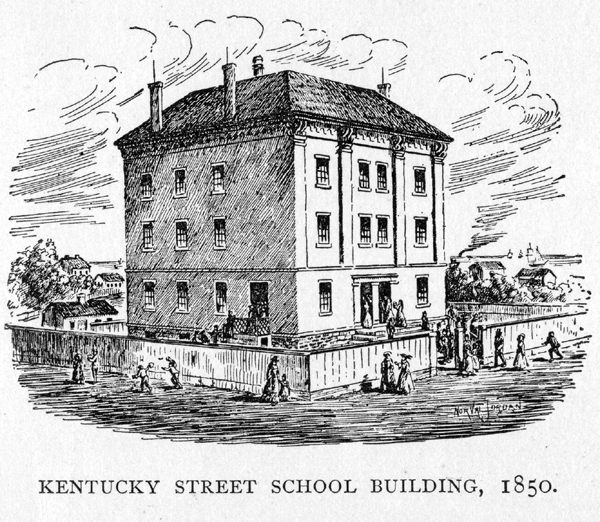 drawing of Kentucky Street School Building, 1850
