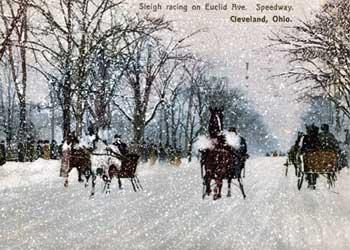 Sleigh racing on Euclid Ave. Speedway, Cleveland, Ohio, ca. 1909.