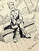 World War I cartoon of a soldier on a ship.