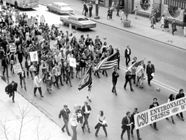 Earth Day march in Cleveland, 1970.