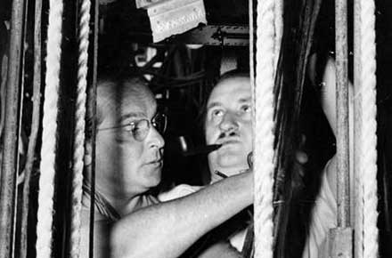 Max Eisenstat and Ben Letter hard at work backstage, 1940