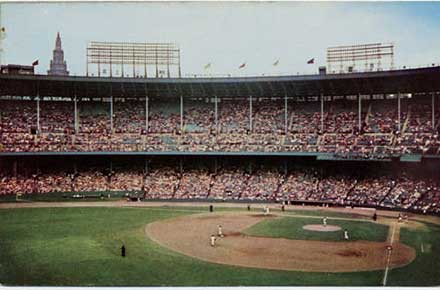 Cleveland Indians in Action at Cleveland Municipal Stadium