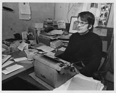 Roldo Bartimole at his desk