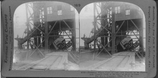 Dumping Whole Cars of Coal into a Hopper to be Poured into Vessel's Hold, Conneaut, Ohio.